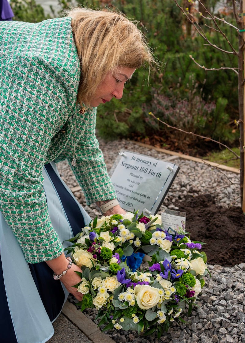 Mr Forth’s widow Gill Merrin at a memorial for her late husband last year.