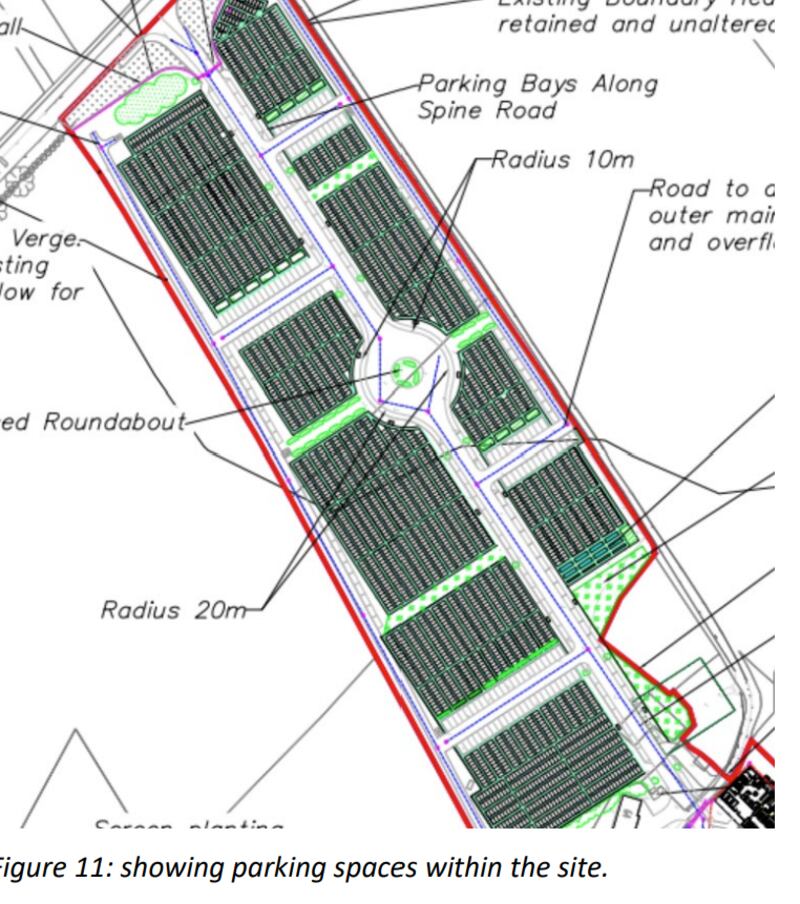 Parking spaces within the site of Derry's new municipal cemetery.