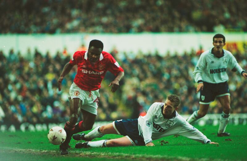 Paul Parker (left) won both the Premier League title and FA Cup with Manchester United