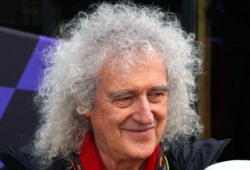 Queen guitarist Sir Brian May at Silverstone Circuit