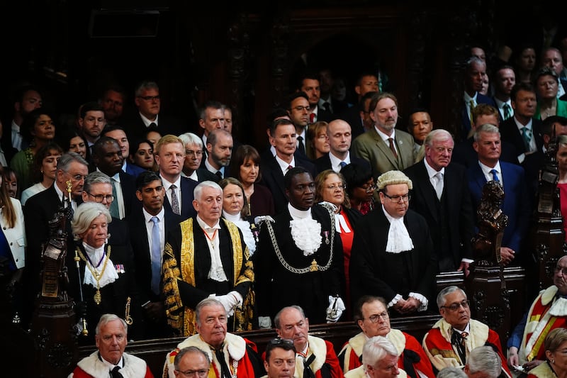 Members of the House of Commons, including Prime Minister Sir Keir Starmer, former prime minister Rishi Sunak and Foreign Secretary David Lammy listen to the King’s Speech