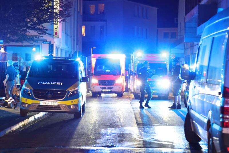 Police and ambulances near the scene of the attack (Gianni Gattus/dpa via AP)