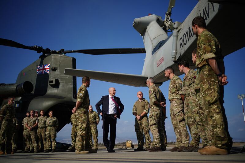 Defence Secretary John Healey visits RAF Akrotiri, during a visit to Cyprus to meet troops