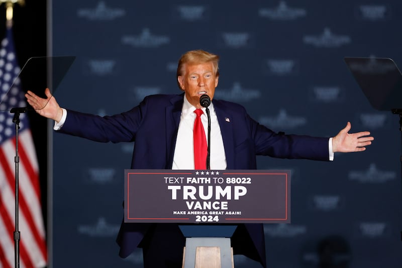 Donald Trump speaks at a campaign rally in Concord, North Carolina (Nell Redmond/AP)