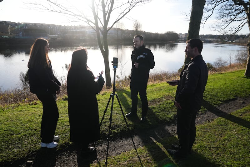 Police Scotland Superintendent David Howieson gives an update to the media next to the River Dee in Aberdeen