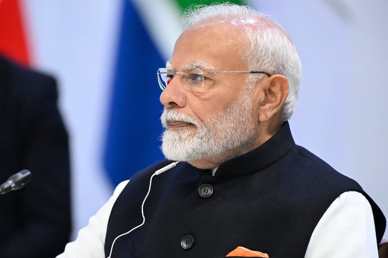 Indian Prime Minister Narendra Modi attends the Brics Summit narrow format session in Kazan, Russia (Alexander Nemenov/AP)