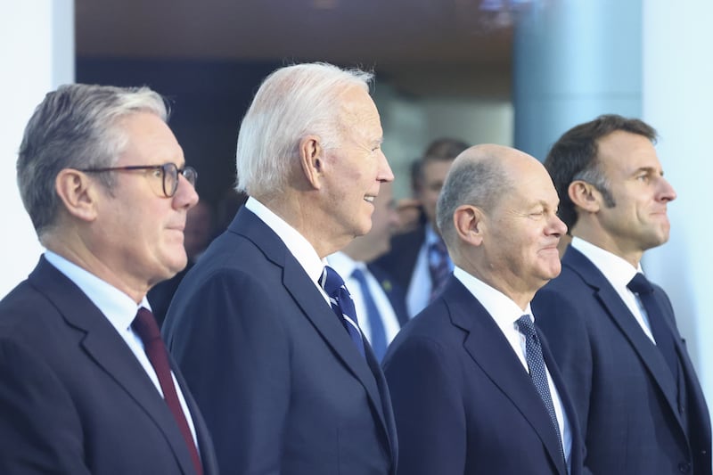 Prime Minister Sir Keir Starmer, US President Joe Biden, German Chancellor Olaf Scholz and French President Emmanuel Macron