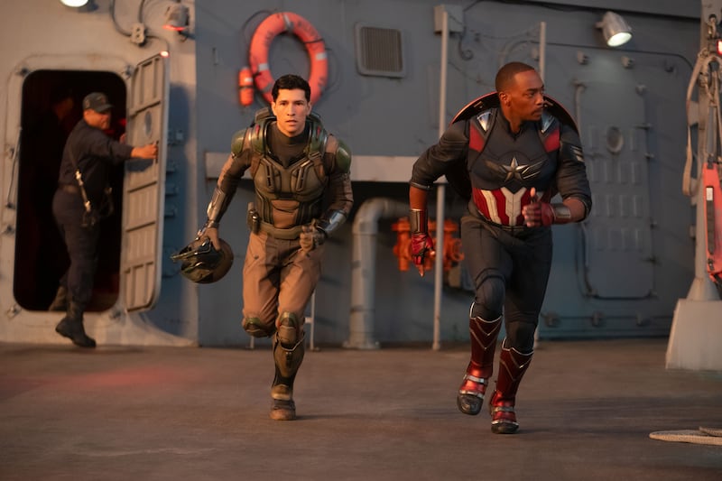 Danny Ramirez, left, and Anthony Mackie in Captain America: Brave New World PICTURE: ELI ADÉ/MARVEL STUDIOS