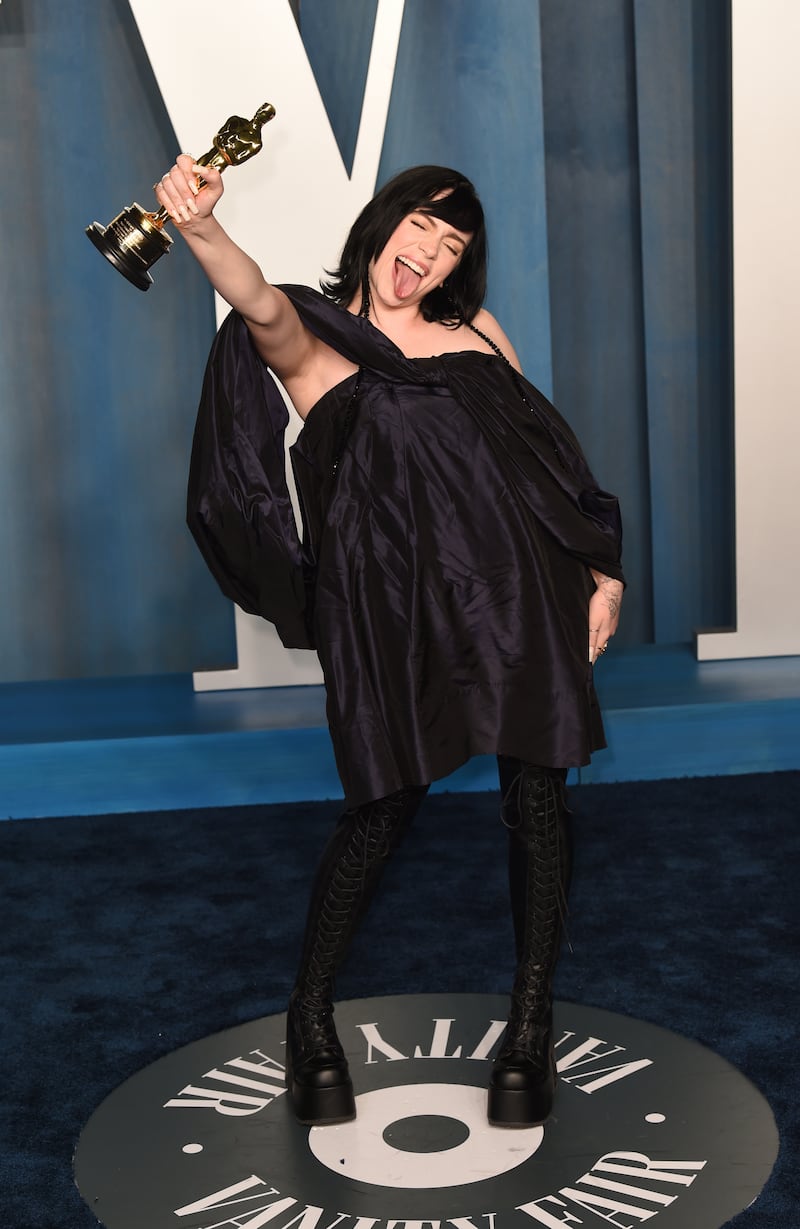 Billie Eilish after winning her first Academy Award in 2022