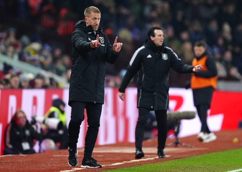 Aston Villa manager Unai Emery (right) got the better of new West Ham boss Graham Potter