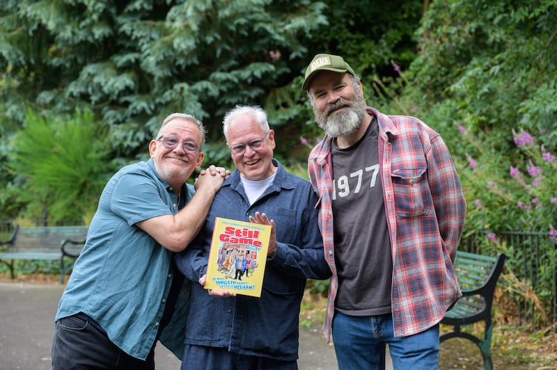 Ford Kiernan (left), Greg Hemphill (right) and Ford Kiernan promoting the new comic book, alongs