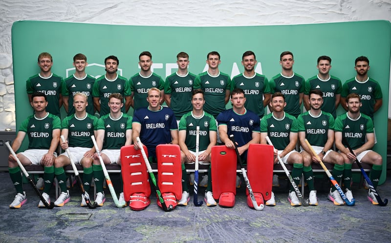 6 July 2024; Team during the Team Ireland Paris 2024 Family & Friends Day for Hockey at the Crowne Plaza Hotel in Blanchardstown, Dublin. Photo by David Fitzgerald/Sportsfile *** NO REPRODUCTION FEE ***