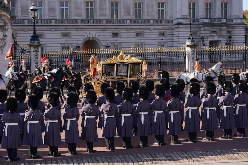 Troops on parade during the 2023 State Opening of Parliament