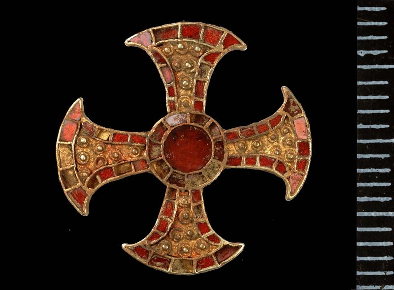 The Trumpington Cross was unearthed at Trumpington Meadows near Cambridge in 2012. (University of Cambridge Archaeological Unit/ PA)