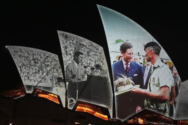 The images included ones of Charles on past visits to Australia