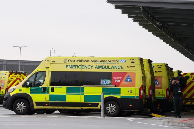 Ambulances outside Midland Metropolitan University Hospital, Smethwick