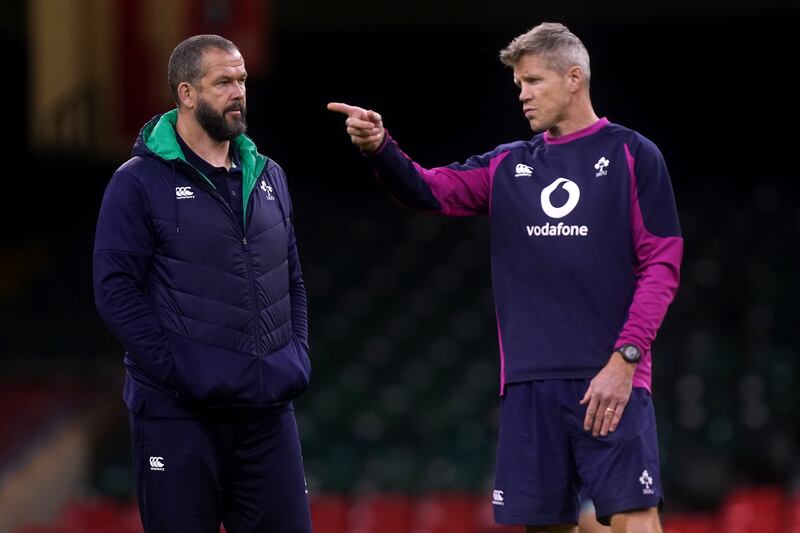 Simon Easterby, right, will replace Andy Farrell as Ireland head coach on a temporary basis