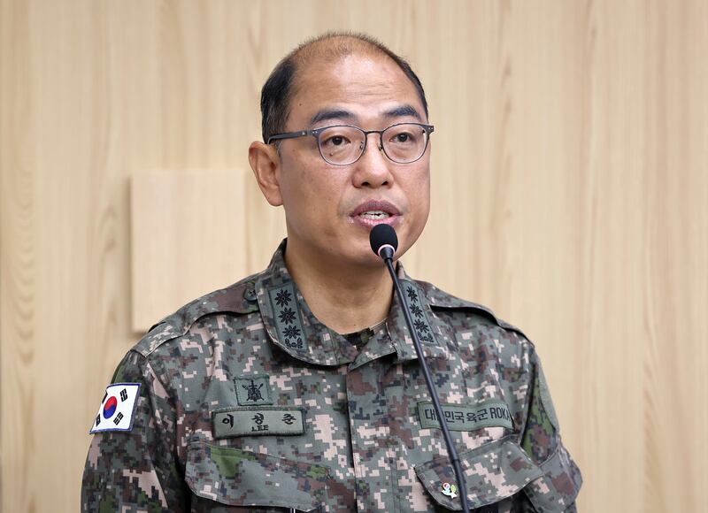 Lee Sung Joon briefed the media on Monday (Yonhap via AP)