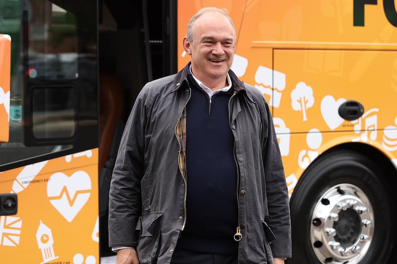 Liberal Democrats leader Sir Ed Davey (left) arrives at Victoria Park Tennis, Newbury, Berkshire while on the General Election campaign trail. Picture date: Saturday June 8, 2024.