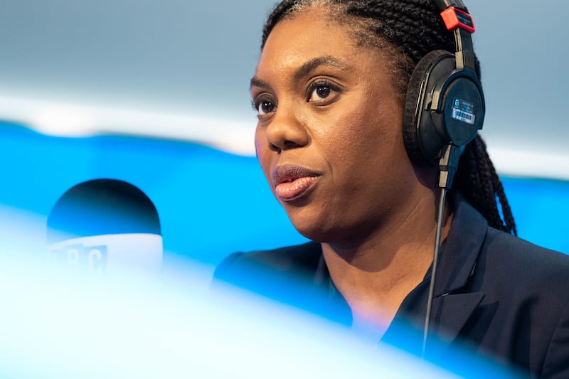 Conservative Party leader Kemi Badenoch during an appearance on LBC Radio for a phone-in, at the Global Studios in London