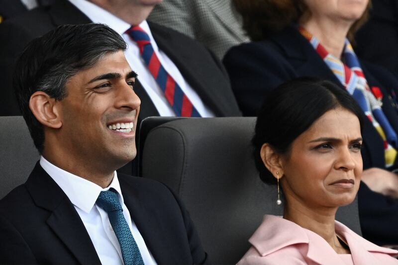 Prime Minister Rishi Sunak and his wife Akshata Murty at the UK’s national commemorative event for the 80th anniversary of D-Day