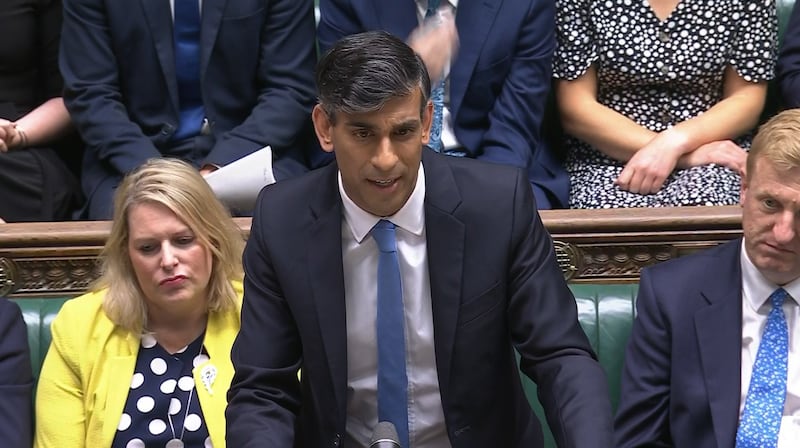 Conservative leader Rishi Sunak speaks during Prime Minister’s Questions