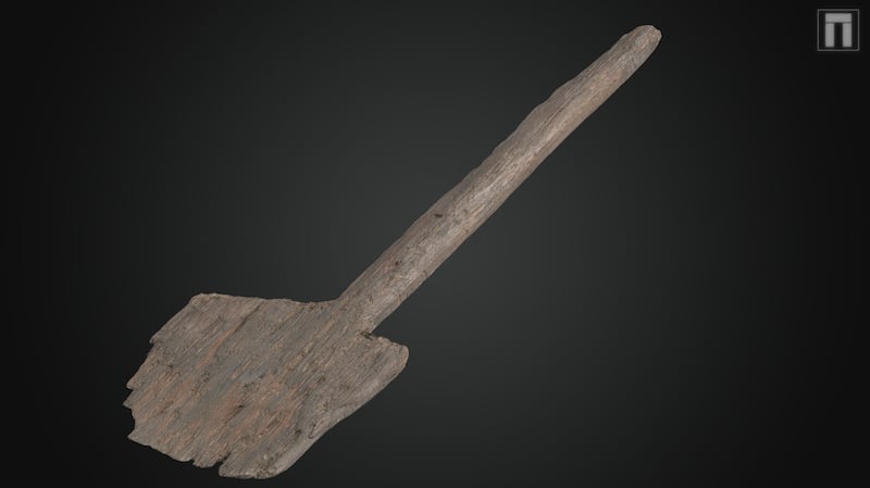 3d model of the prehistoric wooden spade discovered at The Moors at Arne