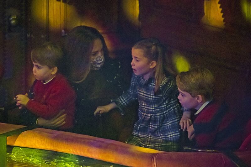 The Duchess of Cambridge with Prince Louis, Princess Charlotte and Prince George