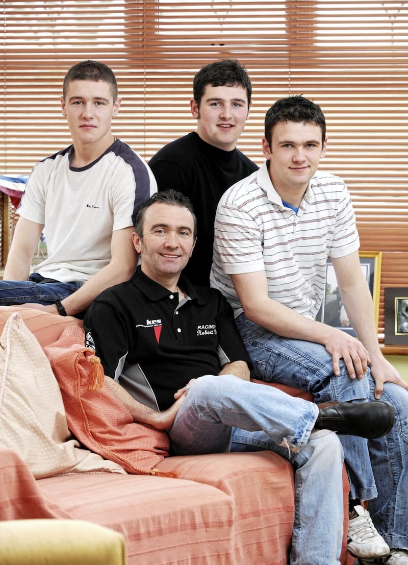 PACEMAKER, BELFAST, 2008:  Robert Dunlop and his three sons Daniel, Michael and William.PICTURE BY STEPHEN DAVISON 