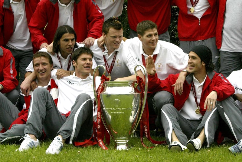 Xabi Alonso, third from left, helped Liverpool win the Champions League in 2005