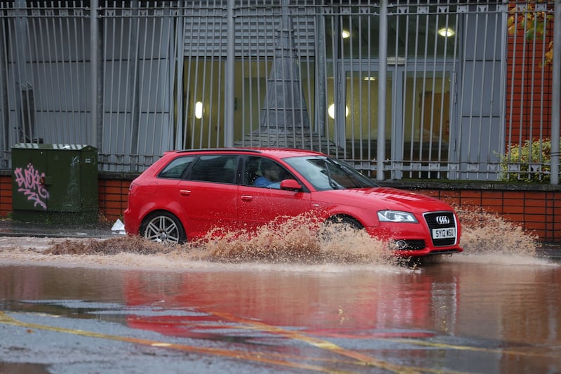 Flooding close to the Royal Victoria Hosptial in Belfast on Saturday. 
PICTURE: Mal McCANN