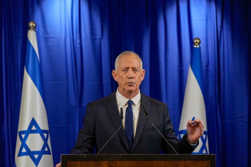 Benny Gantz, a centrist member of Israel’s three-member war cabinet (Ohad Zwigenberg/AP)