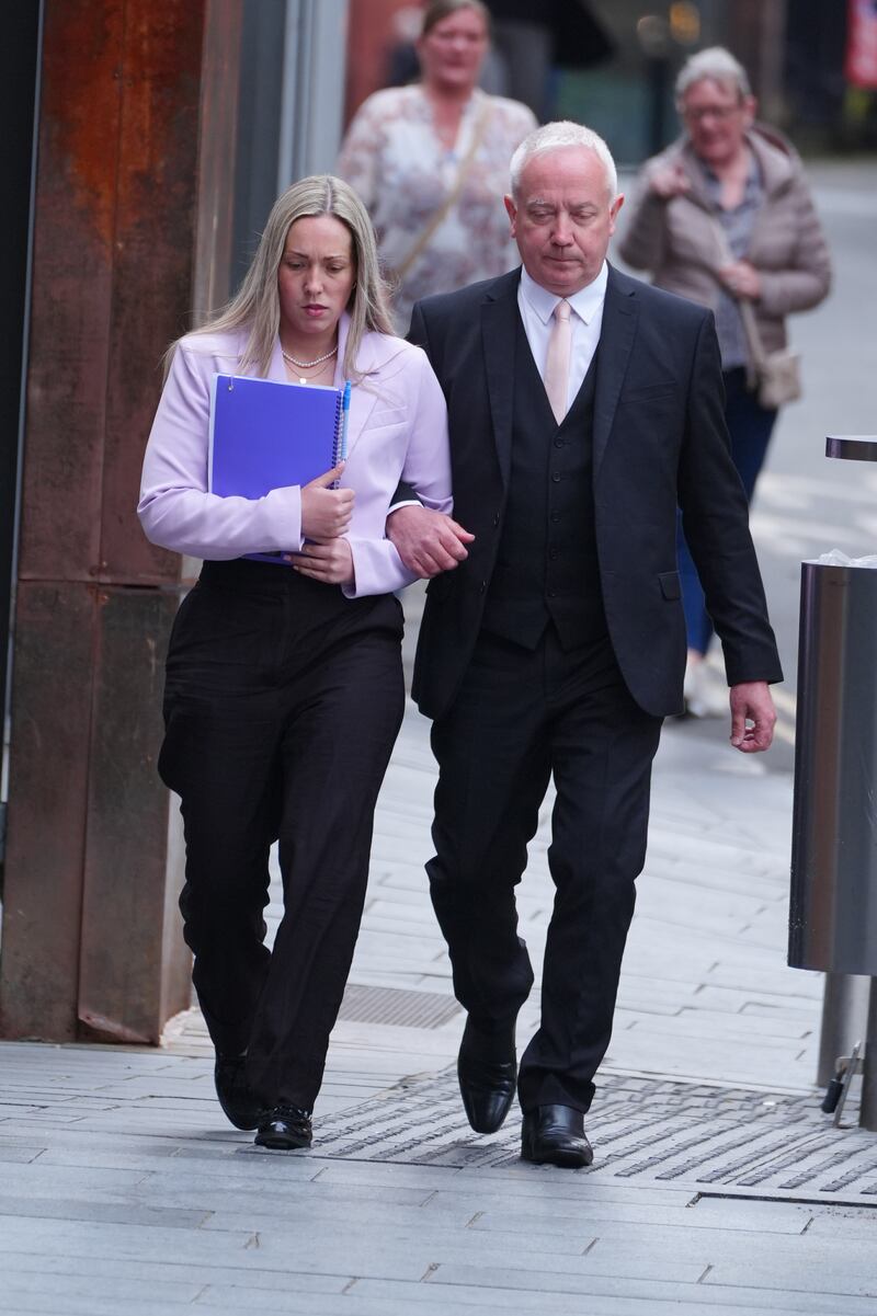 Former schoolteacher Rebecca Joynes arrives at Manchester Crown Court during her trial