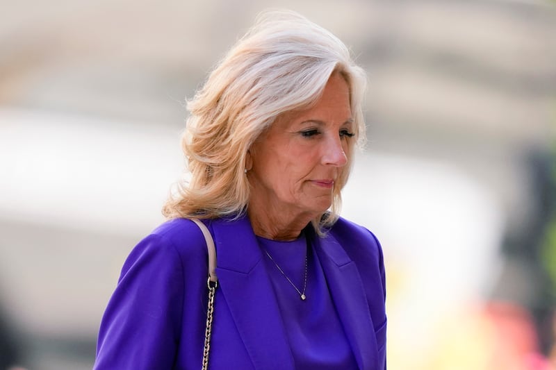 First lady Jill Biden arrives ahead of Hunter Biden’s trial at a federal court in Wilmington, Delaware (AP)