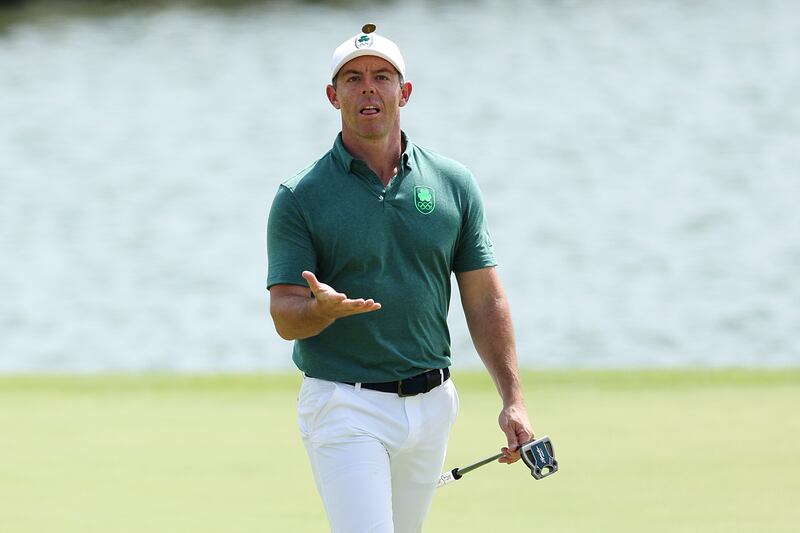 Rory McIlroy remains in the medal mix on the final day of Olympic action at Le Golf National in Paris. Photo by Kevin C. Cox/Getty Images