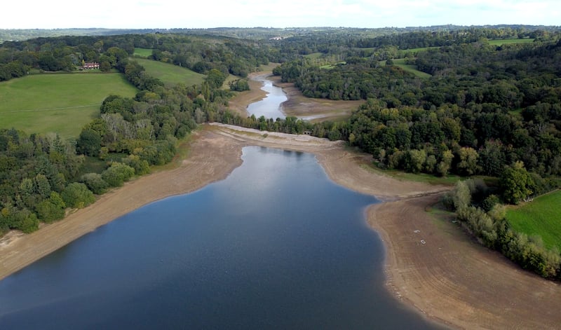 The low water level at Ardingly Reservoir in West Sussex during the hosepipe ban in 2022