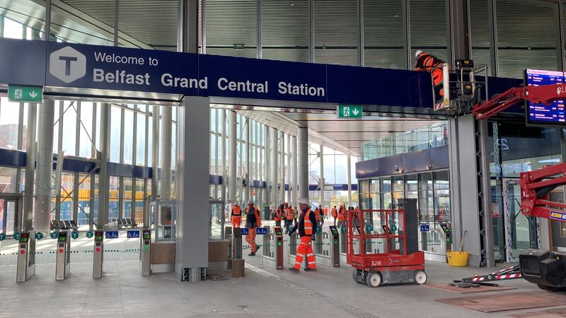 Final preparations underway ahead of the opening of Belfast Grand Central Station to its first passengers on Sunday.