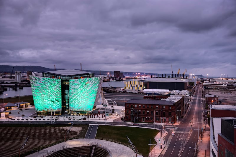 Wide image of the Titanic Quarter in Belfast.