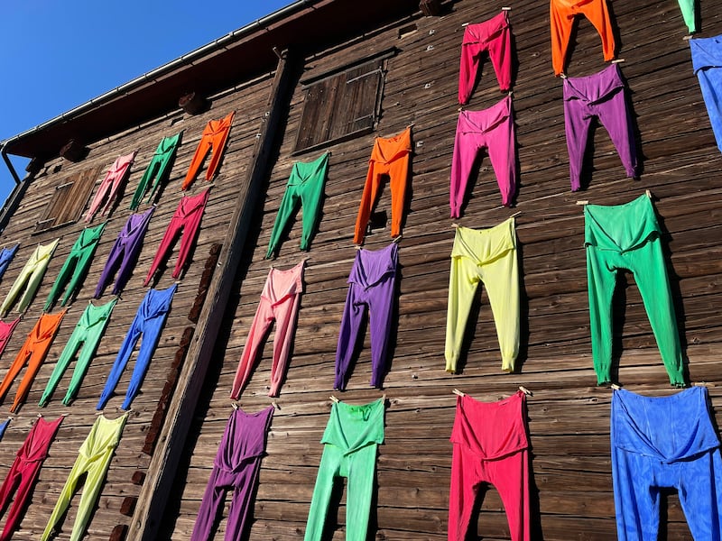 A collection of long johns hanging in a wall at quirky Mannaminne