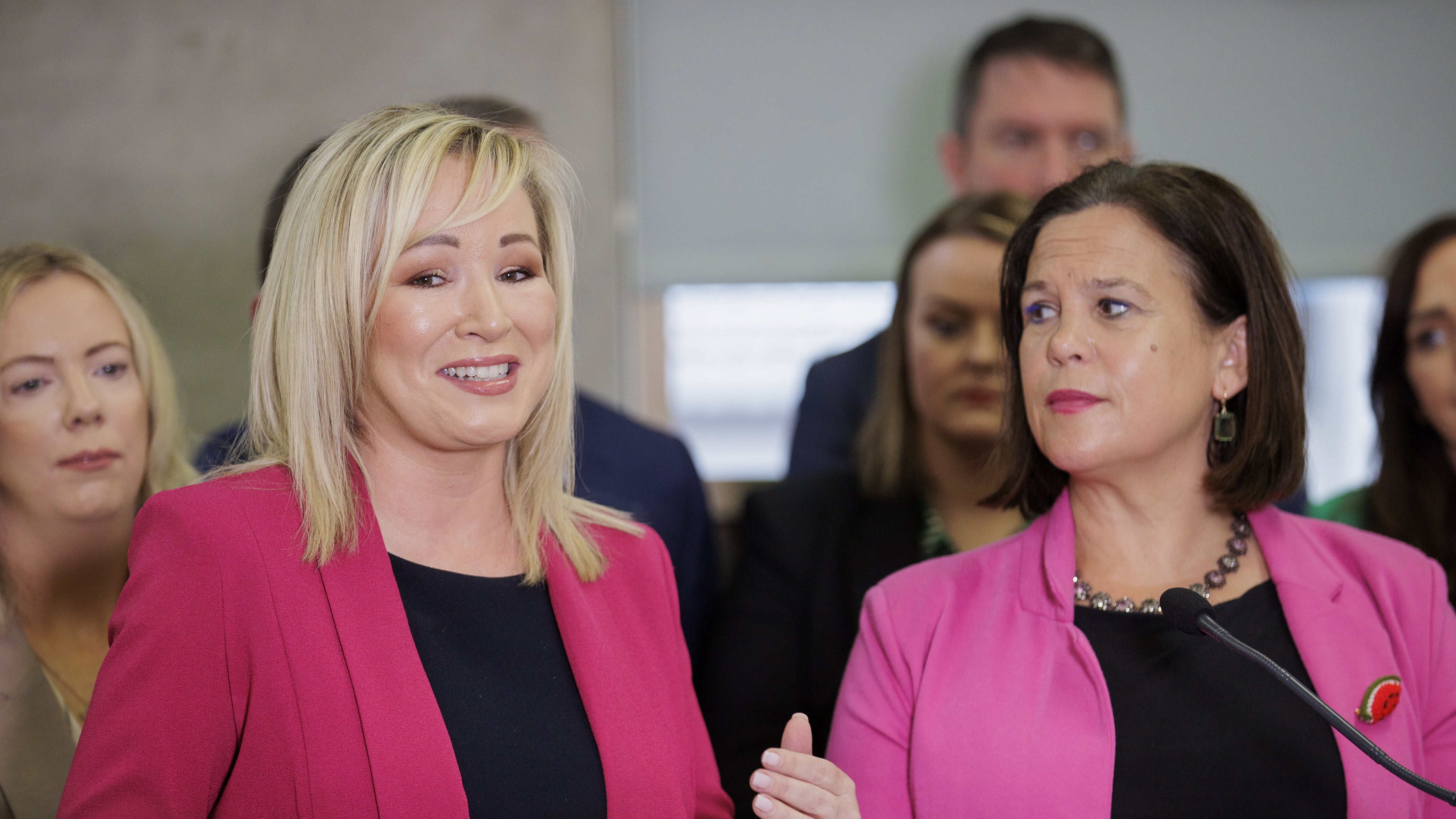 Sinn Fein vice president Michelle O’Neill (left), and president Mary Lou McDonald on the General Election campaign trail
