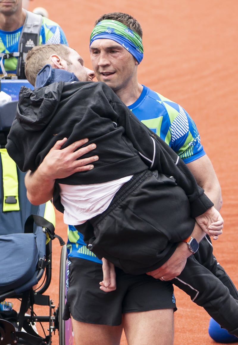 Kevin Sinfield carried Rob Burrow over the finish line at the marathon