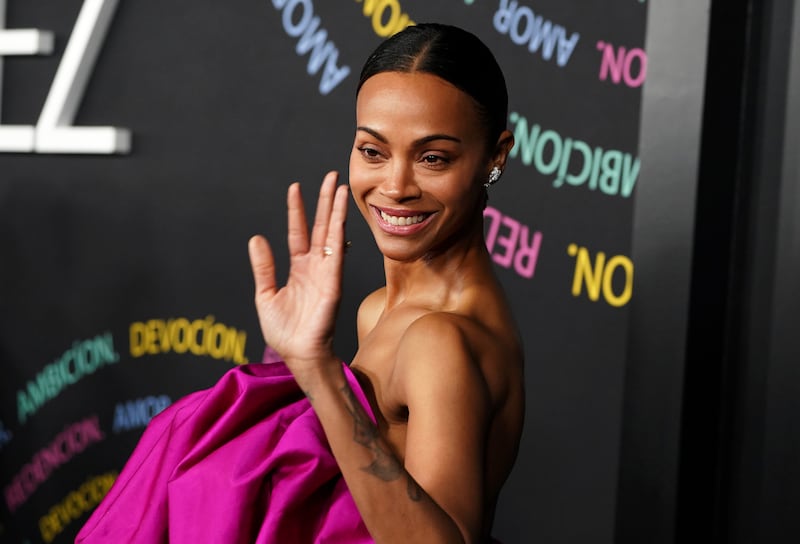 Zoe Saldana arrives at the premiere of Emilia Perez (Jordan Strauss/Invision/AP)