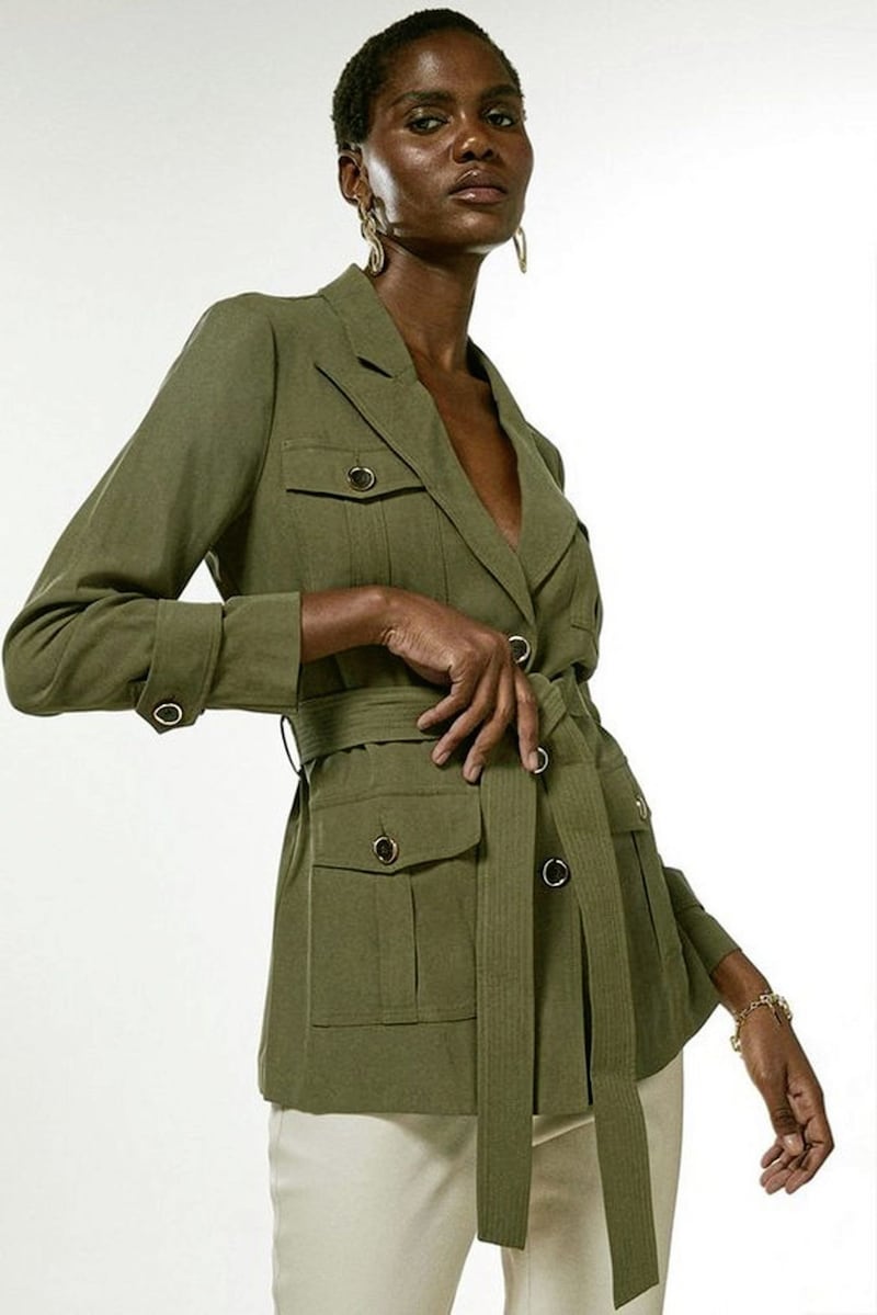 <span style="color: rgb(51, 51, 51); font-family: sans-serif, Arial, Verdana, &quot;Trebuchet MS&quot;; ">Karen Millen Utility Belted Jacket, &pound;59.40 (was &pound;99)</span>