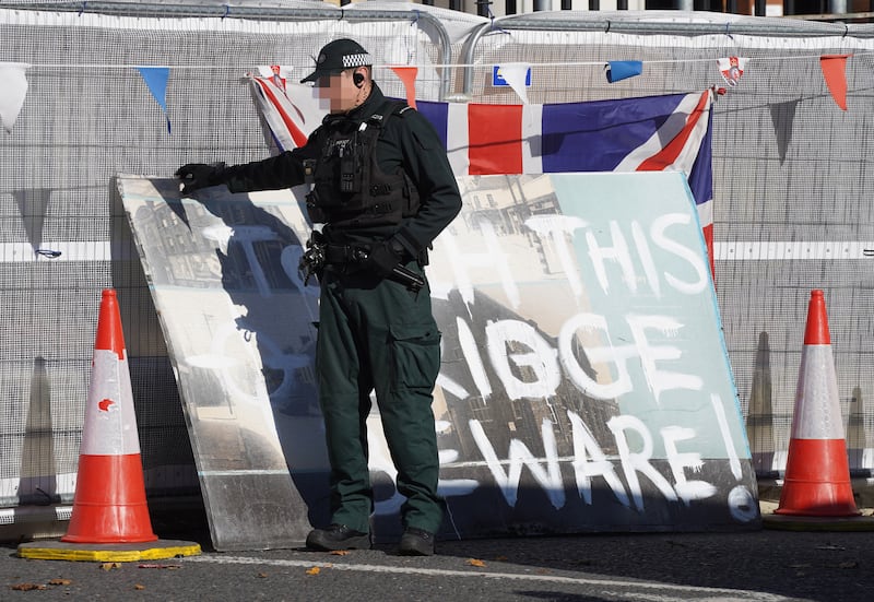 Threatening sign at Boyne Bridge removed. PICTURE: JORDAN TREANOR