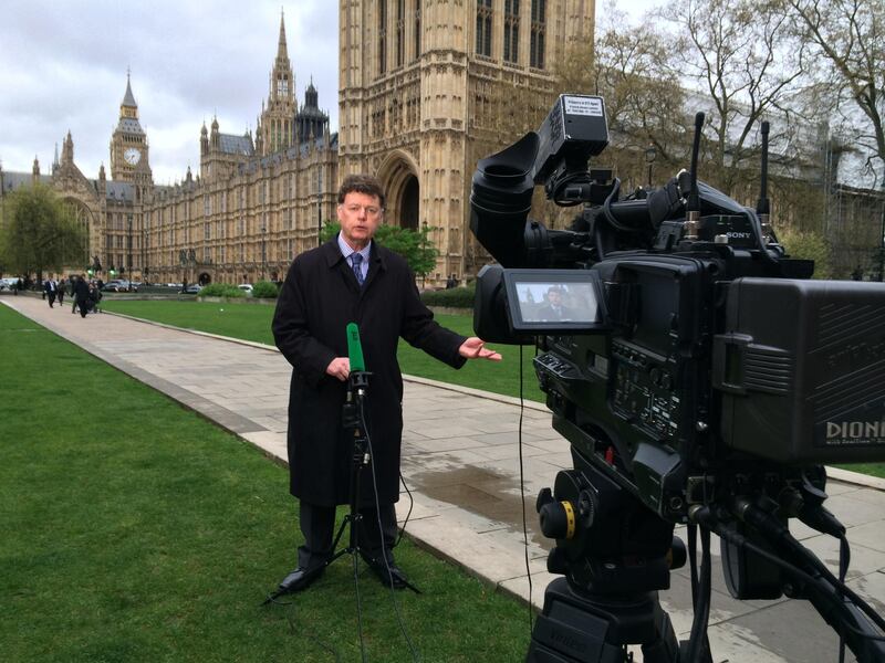 David Davin-Power outside the Houses of Parliament in 2014