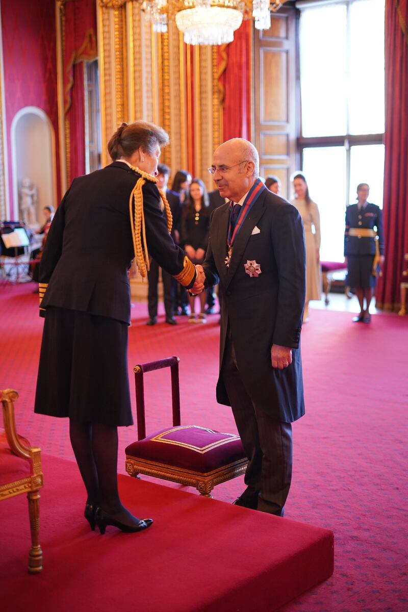 Sir Bill Browder with the Princess Royal at an investiture ceremony at Buckingham Palace