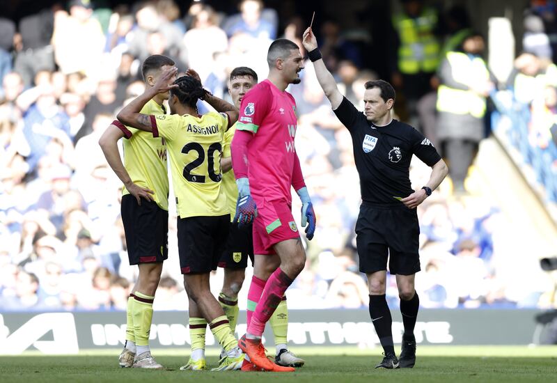 Lorenz Assignon was shown a second yellow for bring down Mudryk