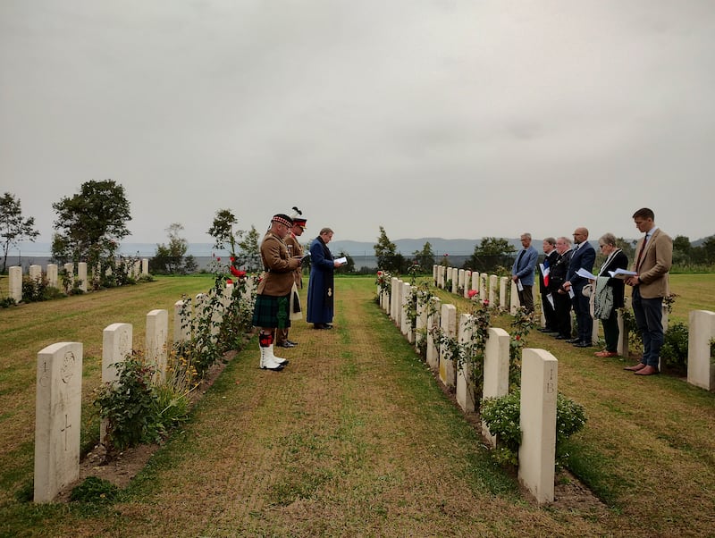 The rededication ceremony at the Balseno War Cemetery was attended by Private Ewan’s cousins