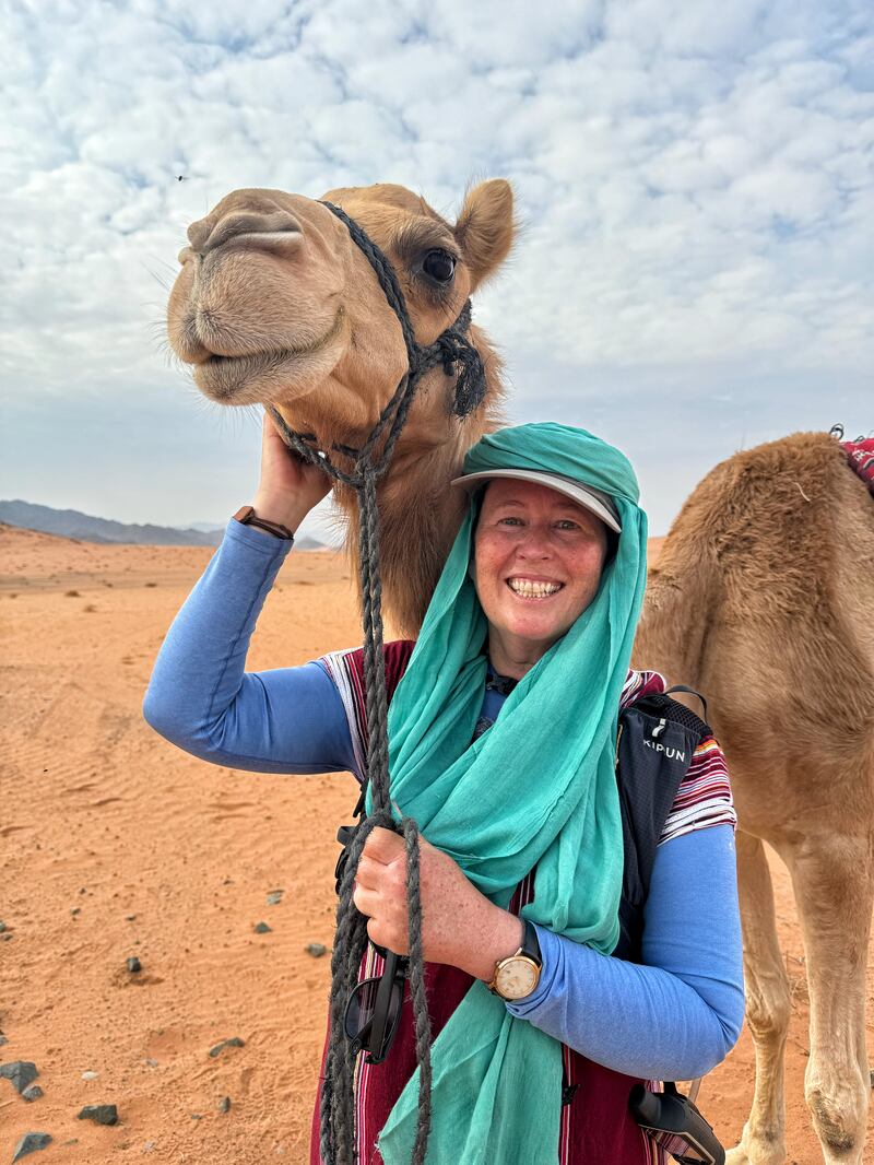 The explorer described walking with camels as a ‘joy’