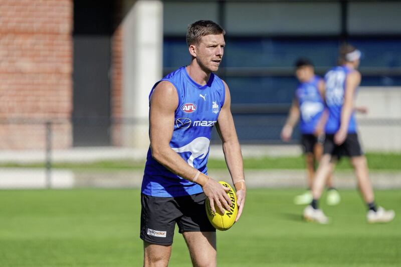 Aidan Corr was brought on as an impact sub for North Melbourne Kangaroos during their defeat to Callum Brown&#39;s GWS Giants 